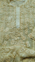 Luxurious Saba Gulab Georgette Chikankari Kurta by LVW Fashions, handmade with intricate Lucknow Chikankari embroidery.