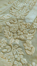 Luxurious Saba Gulab Georgette Chikankari Kurta by LVW Fashions, handmade with intricate Lucknow Chikankari, in soft pink.
