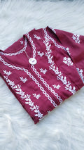 LVW Fashions handmade cotton Chikankari long kurta with intricate embroidery, perfect for summer wear.
