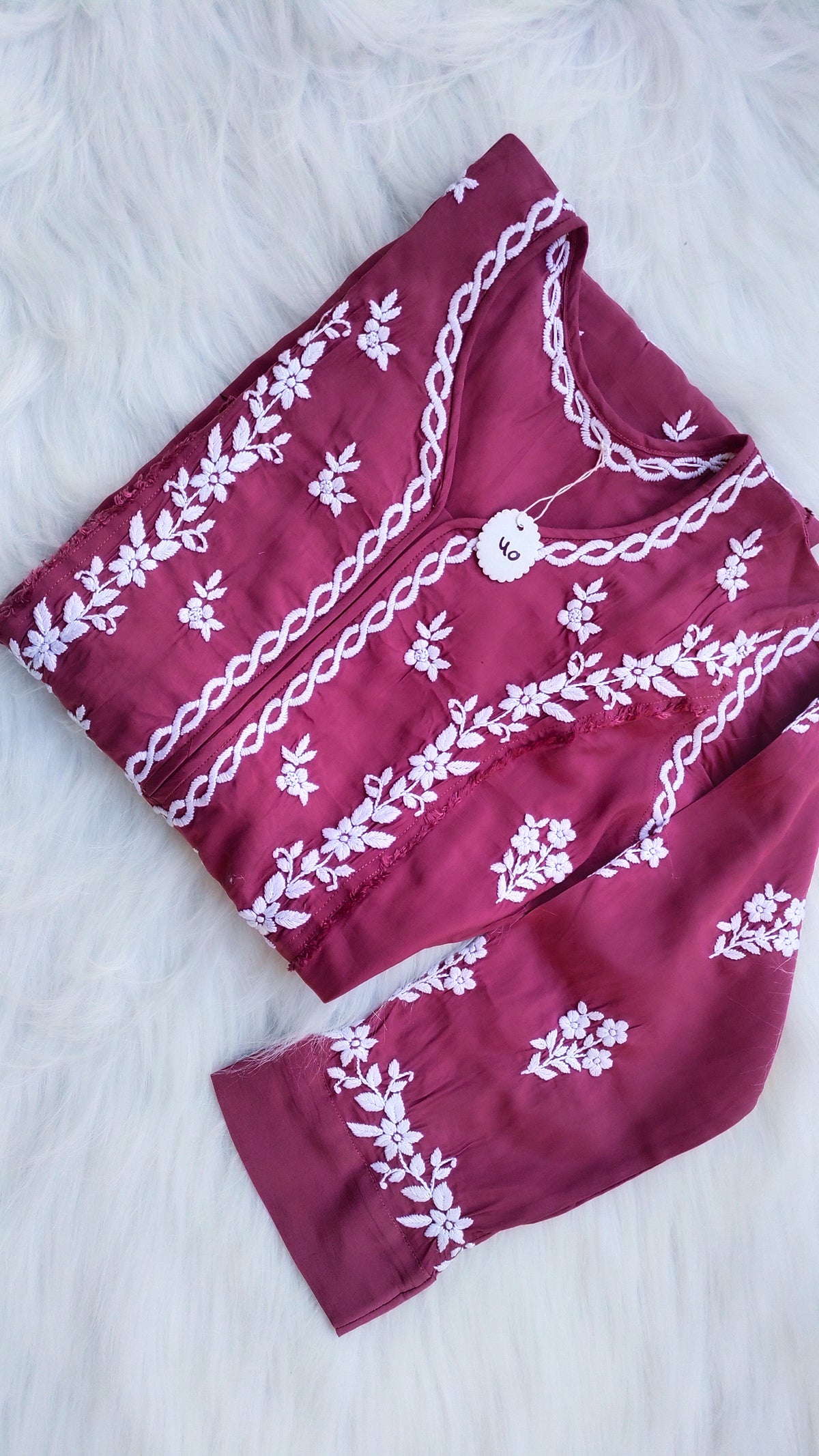 LVW Fashions handmade cotton Chikankari long kurta with intricate embroidery, perfect for summer wear, in a stylish and comfortable design.