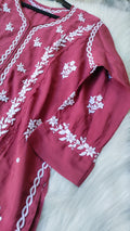 Stylish LVW Fashions cotton chikankari long kurta with intricate Lucknow embroidery, perfect for summer comfort.