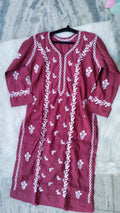 LVW Fashions handmade cotton Chikankari long kurta with intricate embroidery, perfect for summer wear.