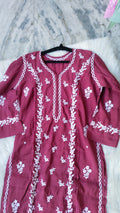 LVW Fashions handmade cotton Chikankari long kurta with intricate embroidery, perfect for summer wear.