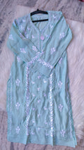LVW Fashions stylish cotton Chikankari long kurta with intricate Lucknow embroidery, perfect for summer comfort and elegant wear.