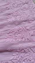 Shafaq Premium Georgette Chikankari Kurta by LVW Fashions featuring intricate handmade Lucknow Chikankari embroidery.