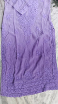 Shafaq premium silk chikankari long kurta by LVW Fashions, handcrafted Lucknow chikankari with intricate embroidery.