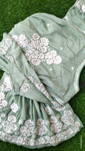 Shahsu premium silk luxurious look Chikankari kurta by LVW Fashions, handmade Lucknow Chikankari in a soft, elegant design.