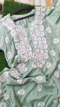 LVW Fashions Shahsu premium silk Chikankari kurta with luxurious look, handmade in Lucknow, featuring intricate embroidery.
