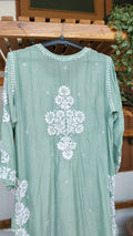 LVW Fashions Shahsu premium silk Chikankari kurta with intricate Lucknow embroidery, luxurious look, handmade craftsmanship.