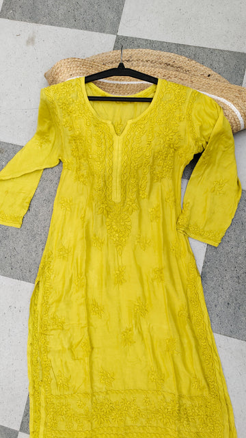 Shanaya Premium Georgette Chikankari Long Kurta Neck Daman Embroidery