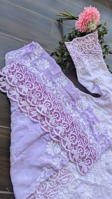 Noori Cutwork Detailed Premium Silk Luxurious Chikankari Long Kurta