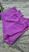 Purple Sofia Pulm long Kurti in premium georgette with intricate handmade Lucknow Chikankari by LVW Fashions.