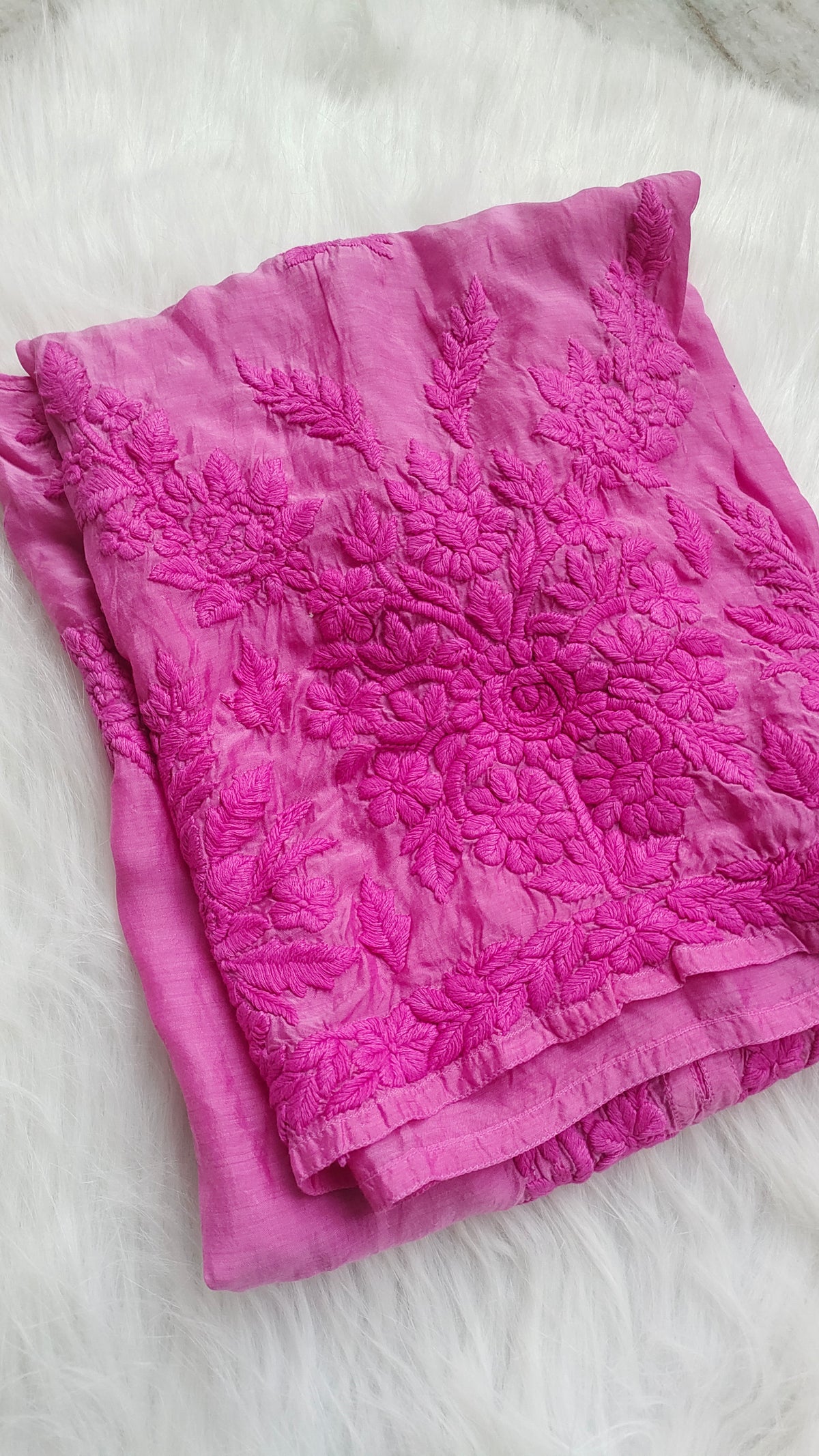Handcrafted sunflower premium silk long kurta by LVW Fashions featuring intricate Lucknow chikankari embroidery.