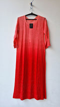 Sunset orange LVW Fashions Premium Georgette Chikankari long Kurti with intricate handmade Lucknow Chikankari embroidery.