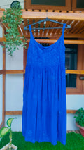 Blue Tulip Denim Premium Georgette Tunic featuring handmade Lucknow Chikankari kurta by LVW Fashions.
