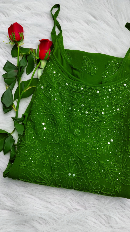 Tulip Mukaish Chikankari Tunic Kurti