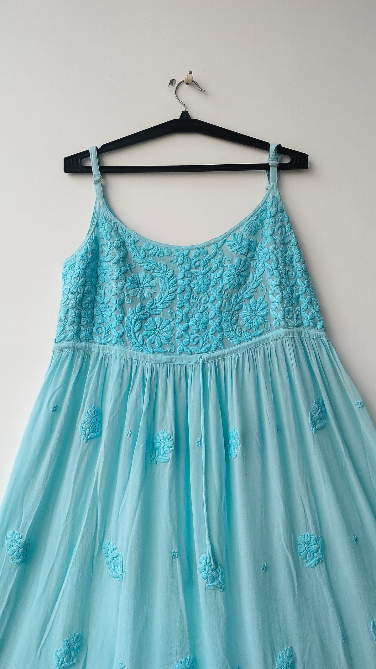 Handmade Tulip Premium Georgette Chikankari Tunic by LVW Fashions, featuring intricate Lucknow-style chikankari embroidery.