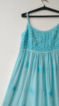Handmade Tulip Premium Georgette Chikankari Tunic by LVW Fashions, featuring intricate Lucknow Chikankari embroidery.