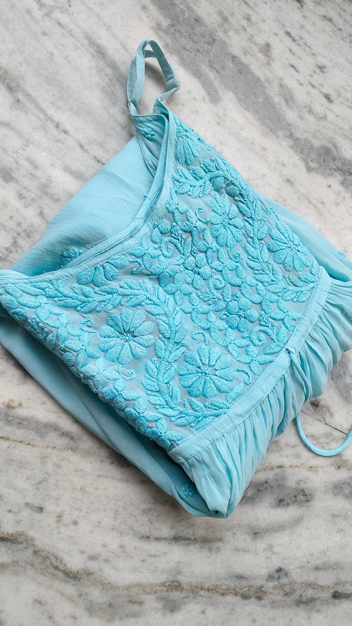 Handmade Tulip Premium Georgette Chikankari Tunic by LVW Fashions featuring intricate Lucknow Chikankari embroidery.