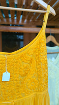 LVW Fashions Tulip Tunic in premium georgette with intricate Lucknow chikankari embroidery and adjustable straps.