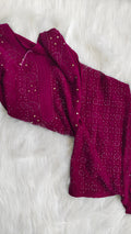 Luxurious Tyrian premium georgette long kurta with intricate handmade Lucknow chikankari embroidery by LVW Fashions.