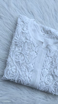 LVW Fashions Ujala White premium georgette kurta with intricate handmade Lucknow chikankari for a luxurious look.