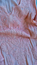 Zaina premium soft modal chikankari long kurti by LVW Fashions, pure handmade Lucknow chikankari kurta, soft and elegant.
