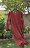 Zaina Premium Soft Non-Transparent Chikankari Long Kurti by LVW Fashions, handmade Lucknow Chikankari kurta in soft fabric.