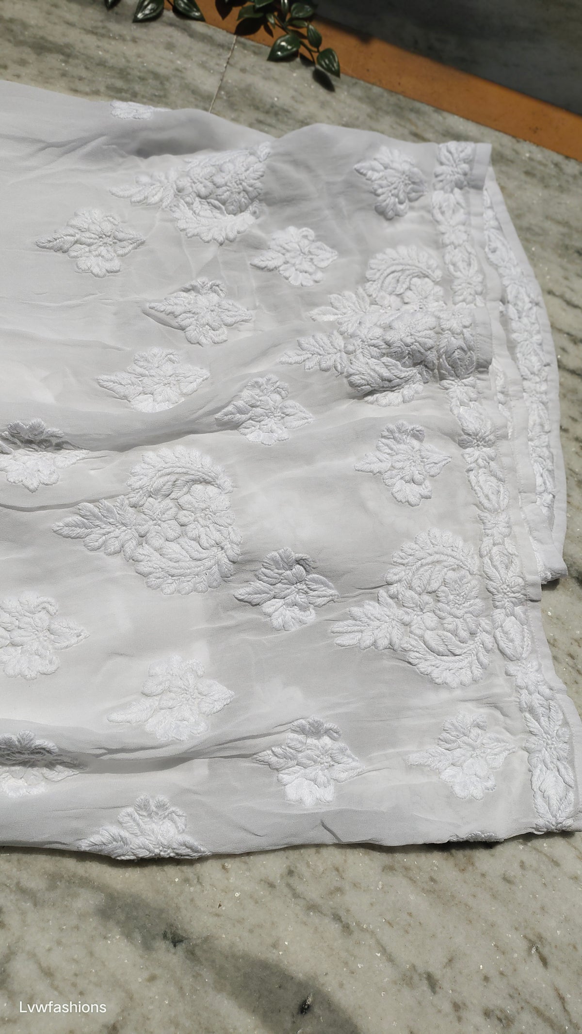 Zainab premium silk kurta set with Lucknow chikankari embroidery in a color combination, handmade by LVW Fashions.