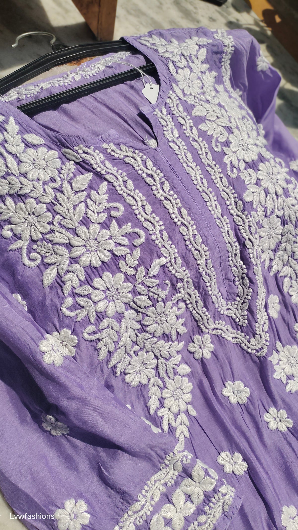 Zainab Premium Silk Soul color combination kurta set by LVW Fashions with intricate handmade Lucknow Chikankari embroidery.