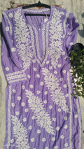 Zainab premium silk kurta set by LVW Fashions featuring Lucknow chikankari in a vibrant colour combination and intricate hand embroidery.