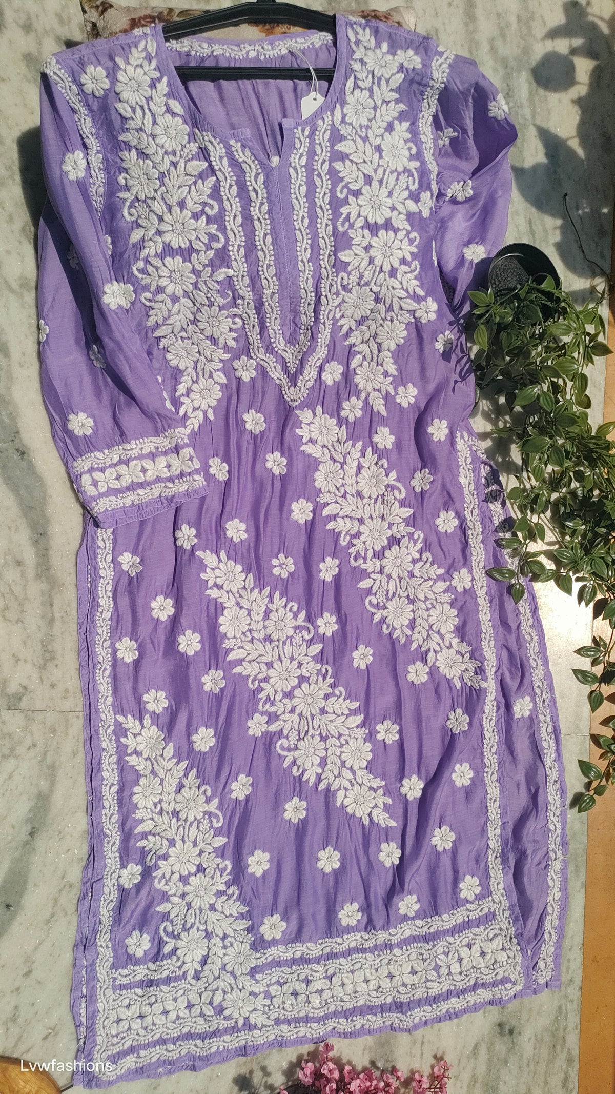 Zainab Premium Silk Soul colour combination kurta set by LVW Fashions, handmade Lucknow chikankari kurta with intricate embroidery.