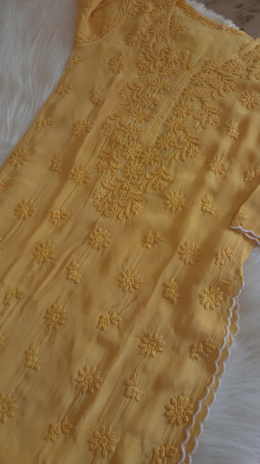 Zainy Cutwork Chikankari Pure handmade Embroidery Long Kurta