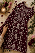 Blood red tulip handcrafted tunic by LVW Fashions in premium crepe silk with Lucknow chikankari embroidery, pure and elegant.