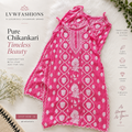 Bright pink tulip crepe silk tunic by LVW Fashions, handcrafted Lucknow chikankari kurta, pure premium fabric, elegant traditional design.