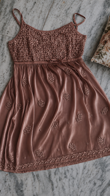 Chestnut Beautiful Premium Georgette Pure Handcrafted Tunic