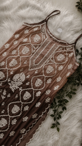 Handcrafted LVW Fashions Chikankari kurta in premium crepe silk with Hershey's Kiss Tulip design, pure handmade Lucknow embroidery top.