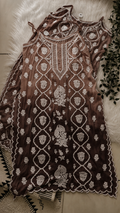 Hershey's Kiss Tulip premium crepe silk handcrafted tunic by LVW Fashions, featuring Lucknow chikankari embroidery.