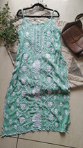 Handcrafted Tulip premium crepe silk tunic with Lucknow Chikankari embroidery, designed by LVW Fashions.