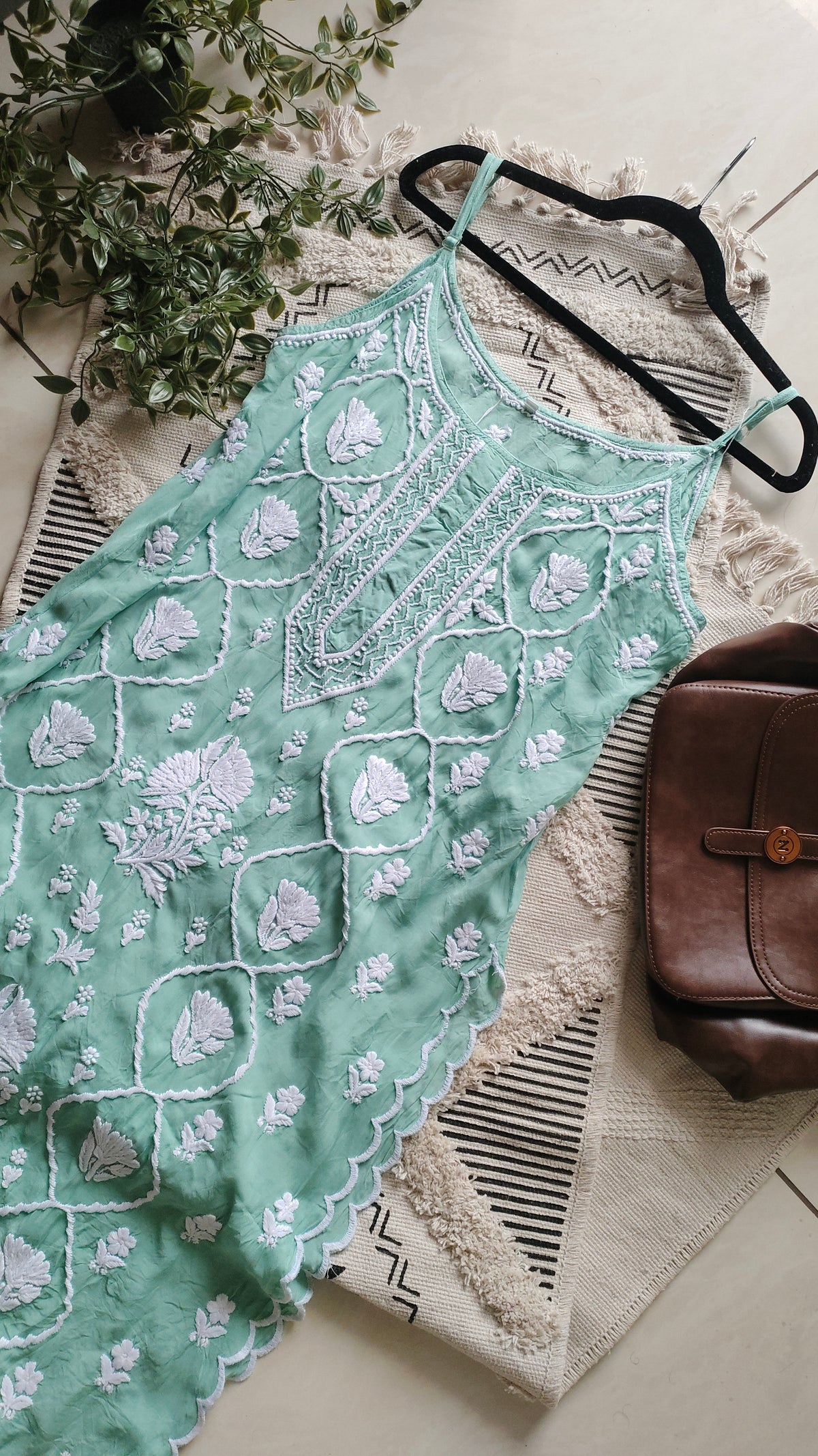 Handcrafted Tulip premium crepe silk tunic with intricate Lucknow chikankari embroidery by LVW Fashions, pure handmade Kurta.