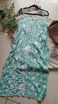 Handcrafted Tulip premium crepe silk tunic with intricate Lucknow Chikankari embroidery by LVW Fashions, perfect for elegant traditional wear.