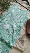 Handcrafted Tulip premium crepe silk tunic by LVW Fashions featuring intricate Lucknow Chikankari embroidery.