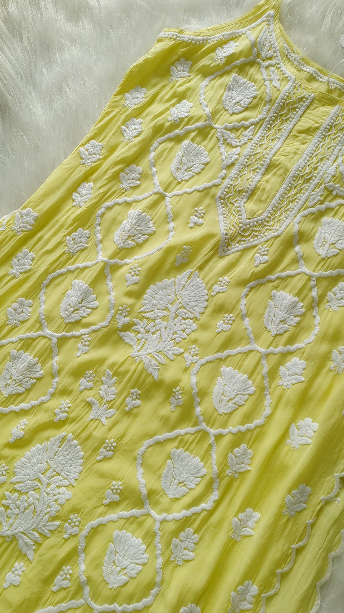 Handcrafted Tulip premium crepe silk tunic by LVW Fashions featuring traditional Lucknow Chikankari embroidery.