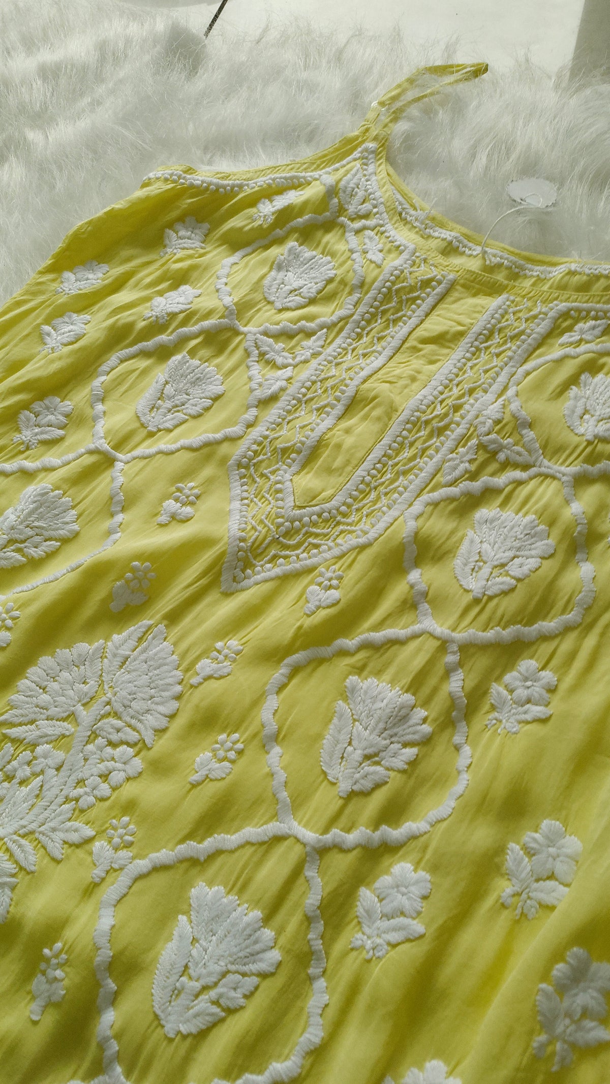 Handcrafted Tulip Premium Crepe Silk Tunic by LVW Fashions featuring intricate Lucknow Chikankari embroidery.