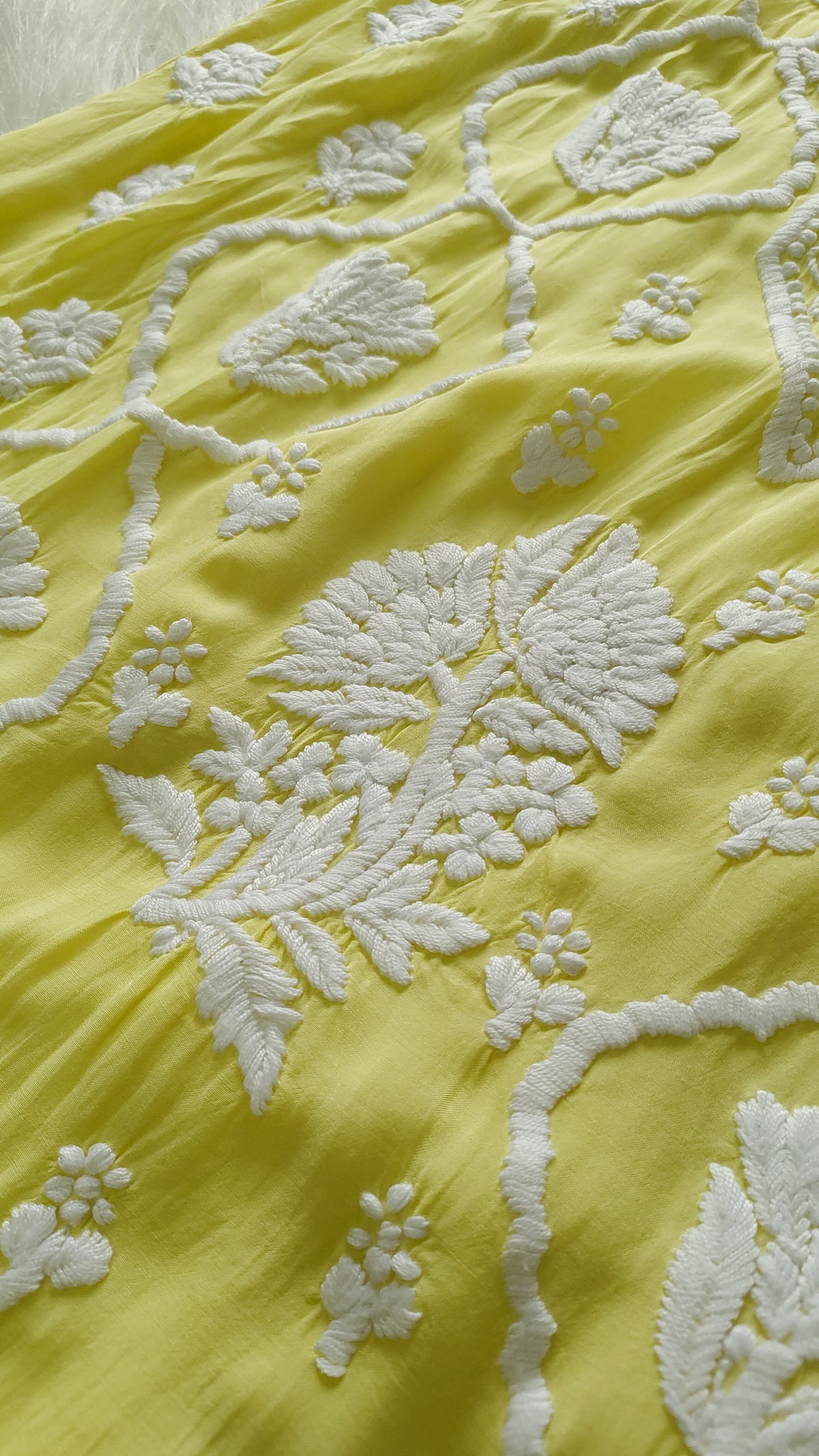 Handcrafted Tulip premium crepe silk tunic with intricate Lucknow chikankari embroidery by LVW Fashions, pure handmade Kurta top.