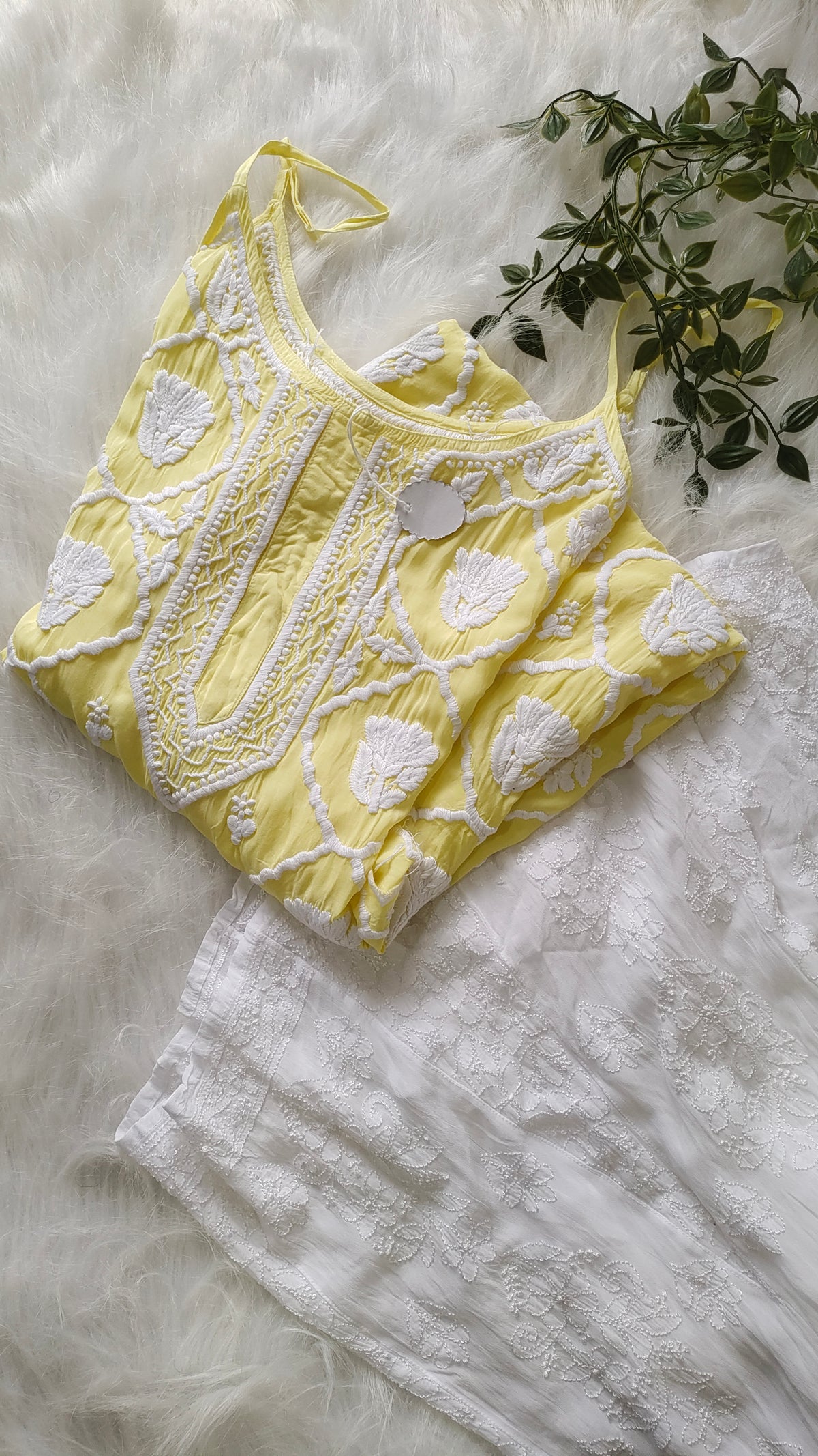 Handcrafted Tulip premium crepe silk tunic by LVW Fashions featuring intricate Lucknow Chikankari embroidery, pure silk and elegant design.
