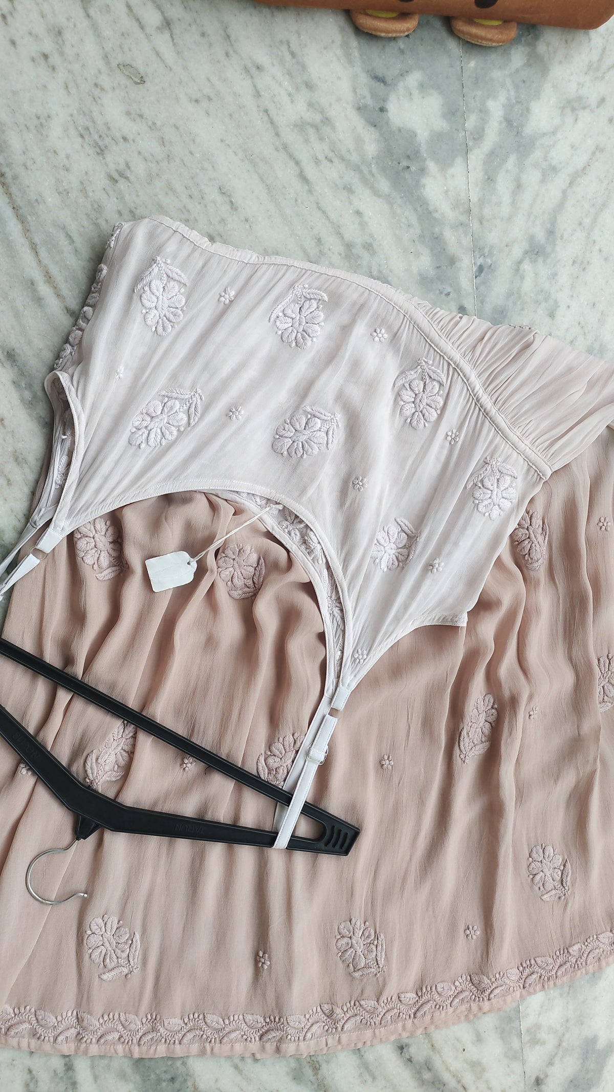 Pretty Tulip Premium Georgette Chikankari Tunic by LVW Fashions, handmade Lucknow chikankari kurta with intricate embroidery.