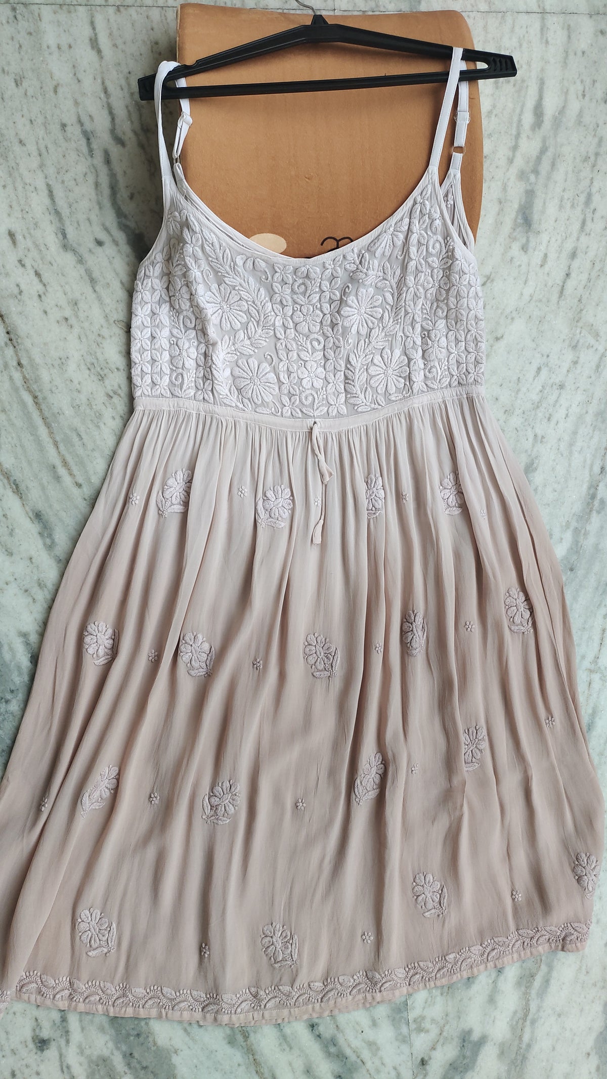 Pretty Tulip premium georgette Chikankari tunic by LVW Fashions featuring intricate Lucknow-style handmade embroidery.