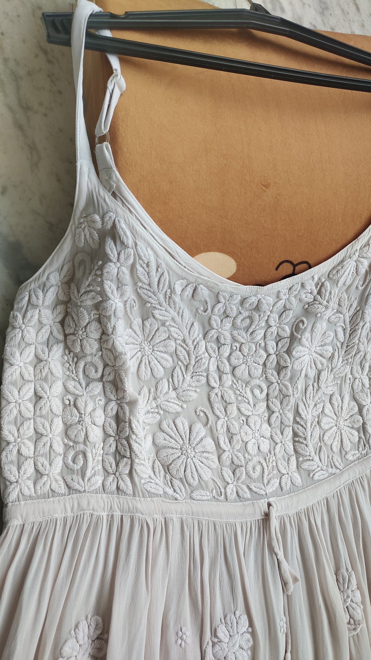 Pretty Tulip Premium Georgette Chikankari Tunic by LVW Fashions, handmade Lucknow chikankari kurta with intricate embroidery.