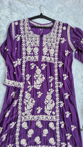 Beautiful premium silk chikankari midi tunic by LVW Fashions with intricate handmade Lucknow chikankari embroidery.